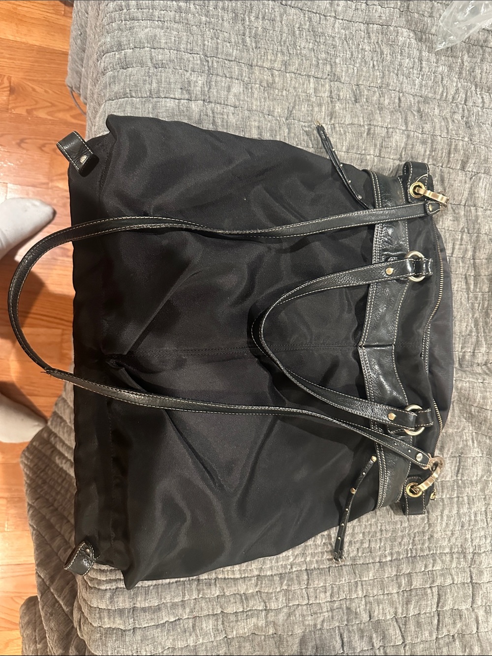 Classic Black Tote with Gold Hardware